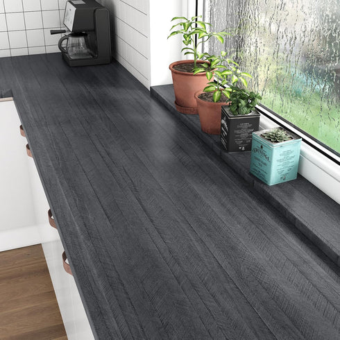 WESTICK Black Peel and Stick Wallpaper Countert Top Peel and Stick Countertops for Kitchen Sticky Wallpaper Vinyl Countertop Peel and Stick Cabine...